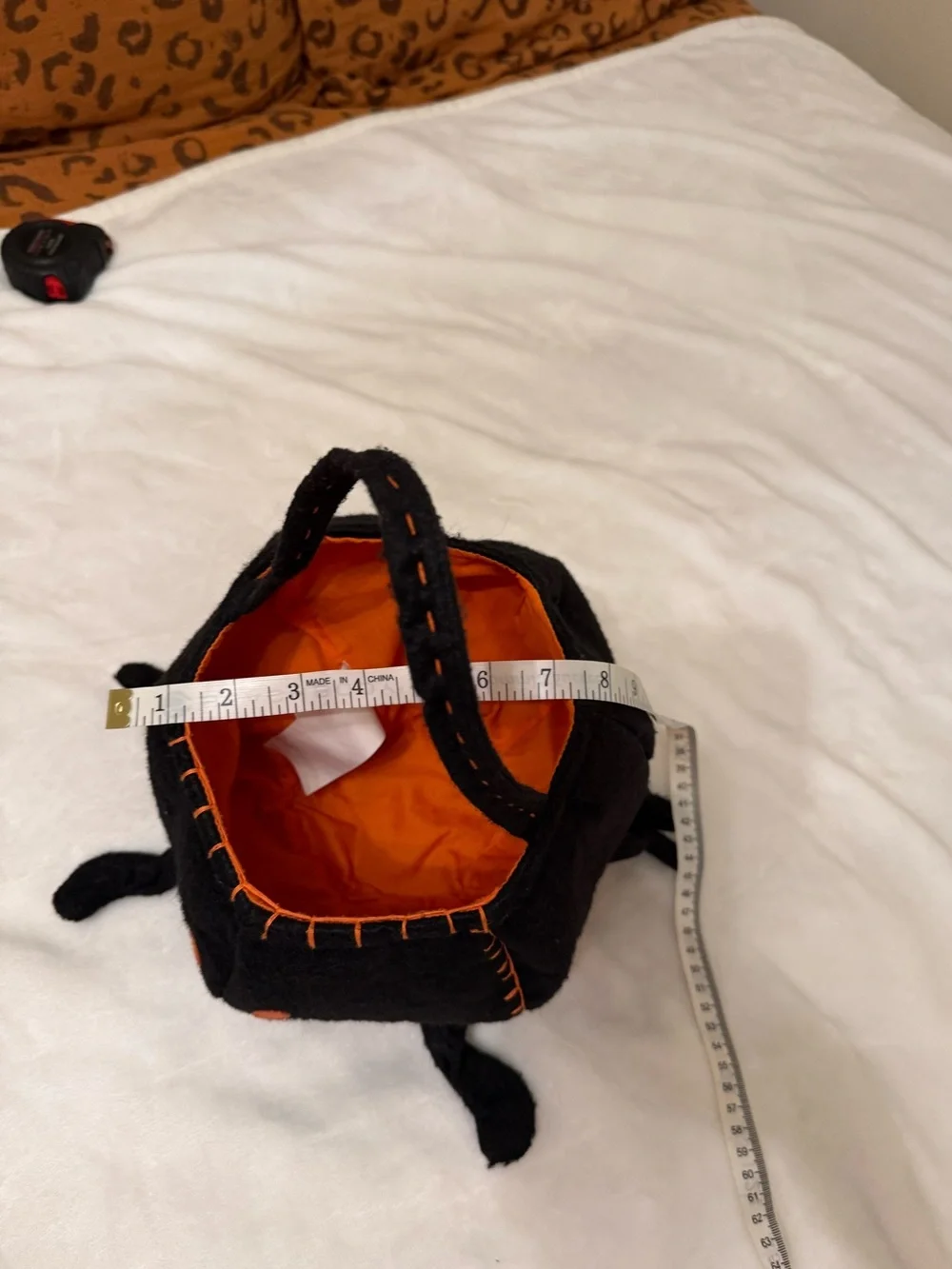 Pottery Barn Kids Black & Orange Plush Spider Treat Bag